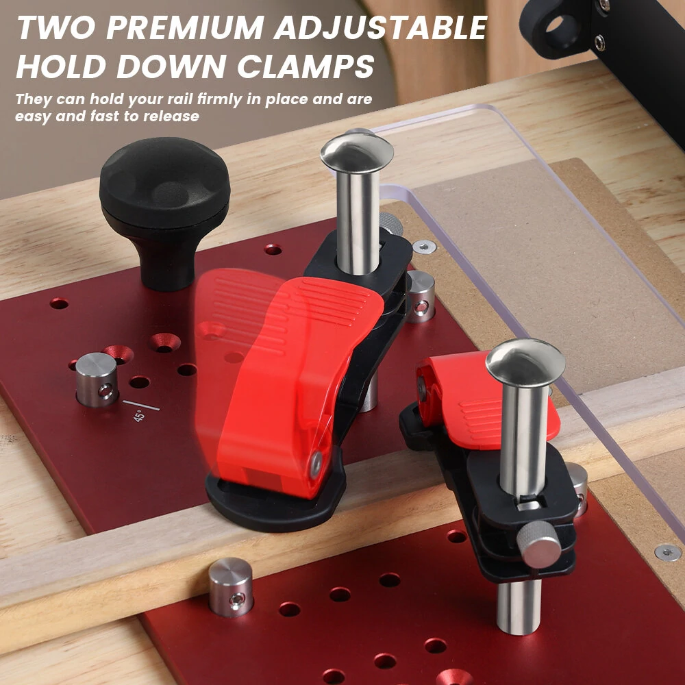 (image for) ENJOYWOOD Hooked On Wood Precision Router Table Rail Coping Sled Woodworking Professional Rail Guide Safety Coping Sled for Cabinet Door Joints / Drawer Fronts