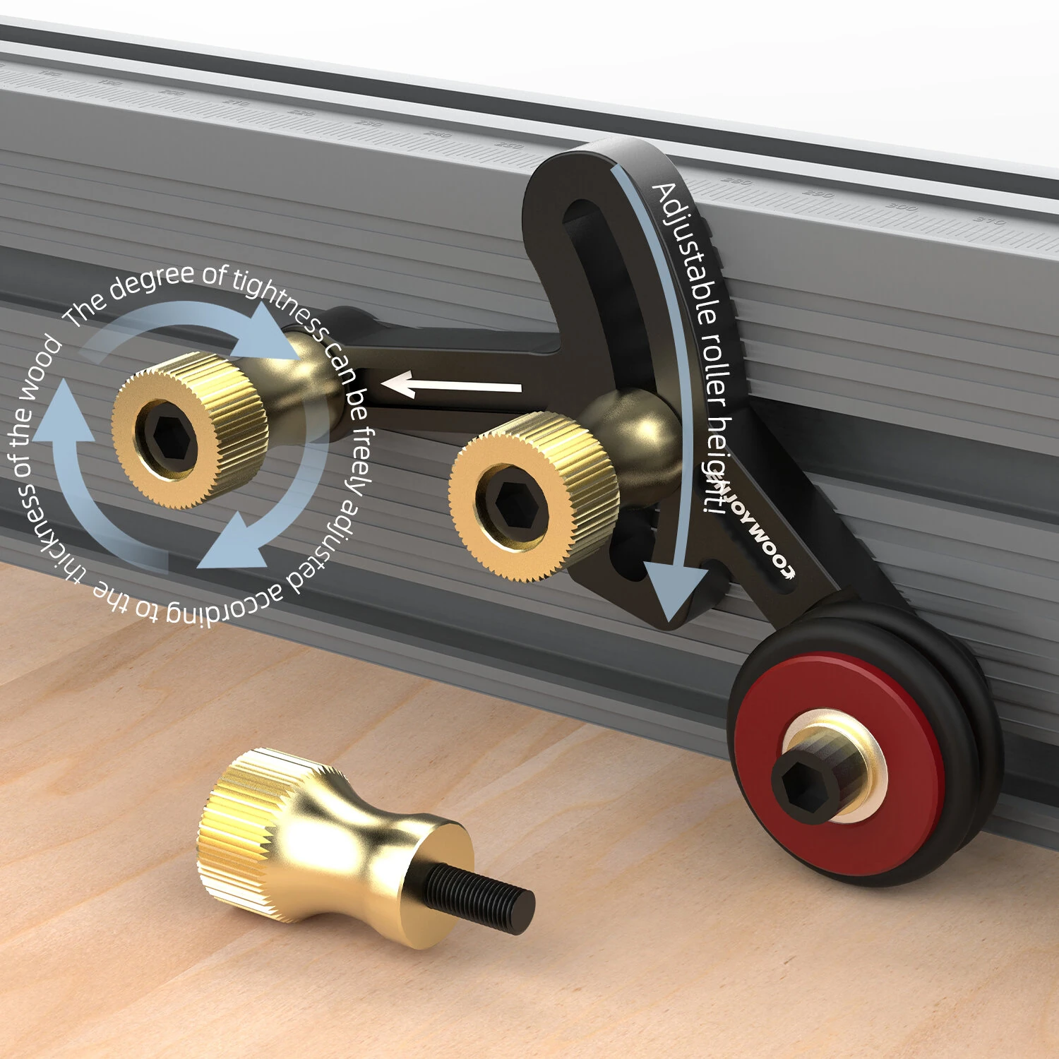 (image for) ENJOYWOOD One Way Bearing Roller Feeder Clear Cut Precision Stock Guides Featherboards Safety Feeding for Table Saw Router Table