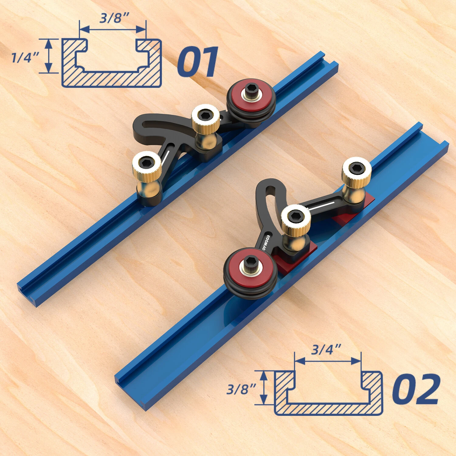 (image for) ENJOYWOOD One Way Bearing Roller Feeder Clear Cut Precision Stock Guides Featherboards Safety Feeding for Table Saw Router Table