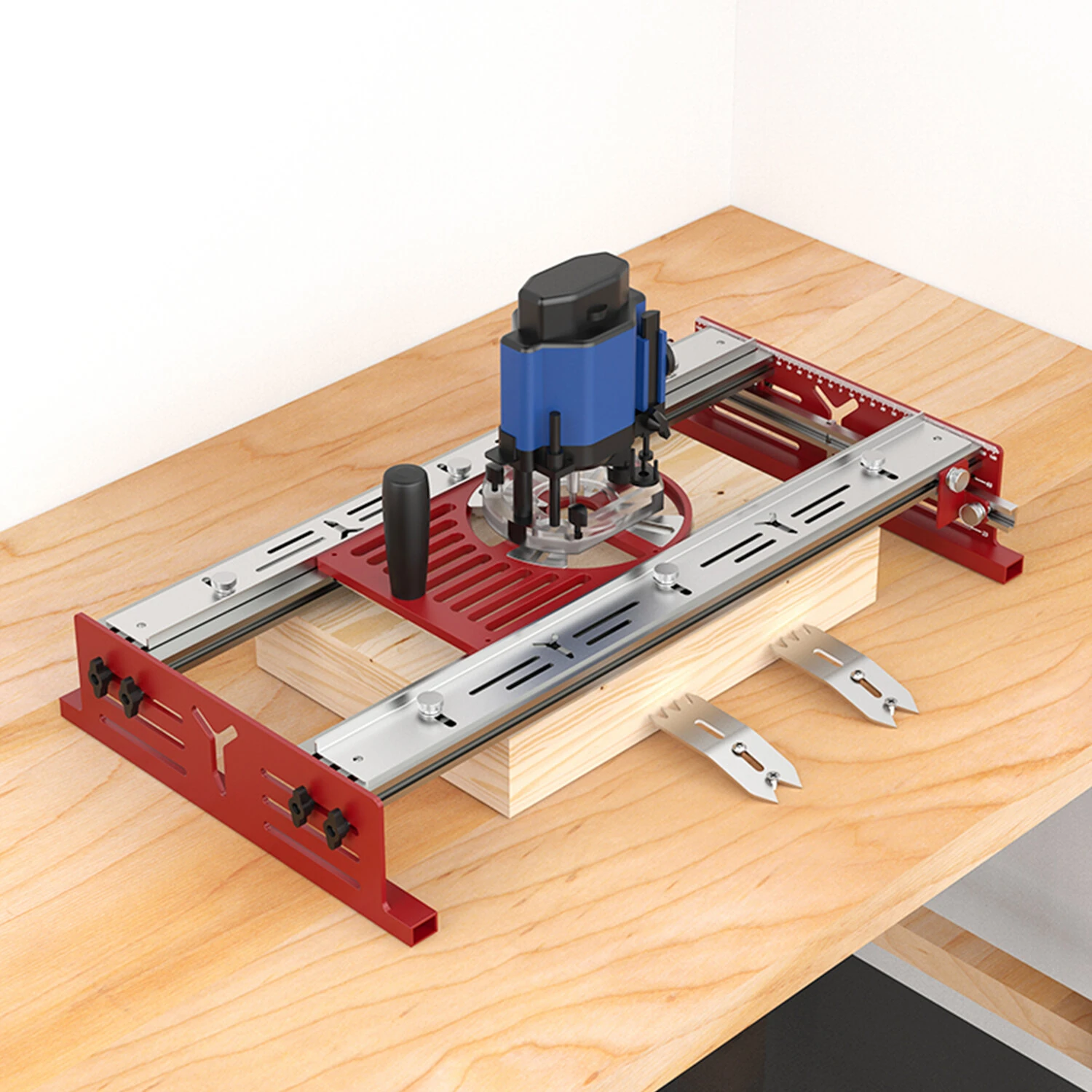(image for) ENJOYWOOD Trimming Router Base Trimming Machine Workbench Base Adjustable Slider Aluminum Alloy 65mm to 132mm Compatibility