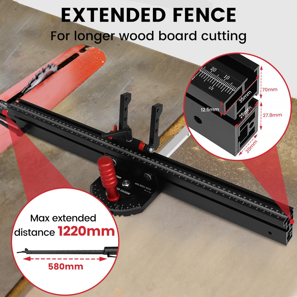 (image for) ENJOYWOOD Woodworking M1 Pro Angle Miter Gauge with Extended Fence for Table Saw Router Table Precision Angle Setting Gauge for Wood Cutting Sawing