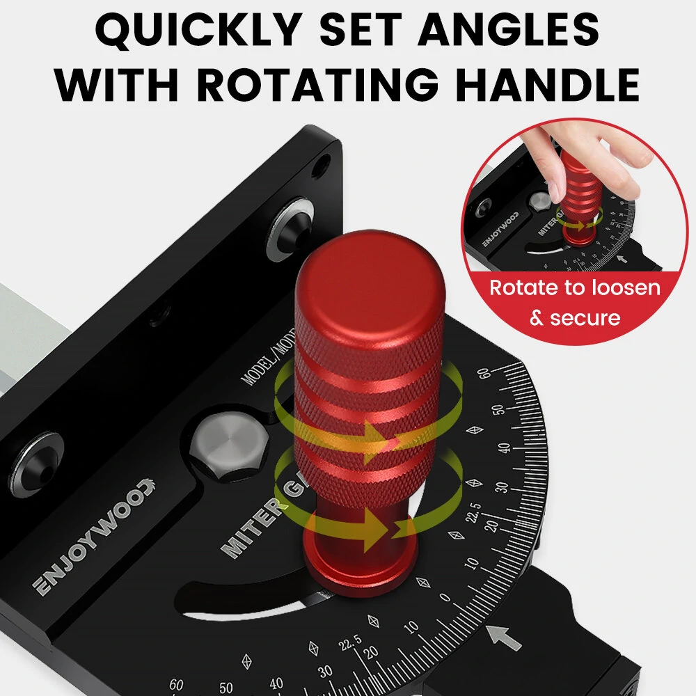 (image for) ENJOYWOOD Woodworking M1 Pro Angle Miter Gauge with Extended Fence for Table Saw Router Table Precision Angle Setting Gauge for Wood Cutting Sawing