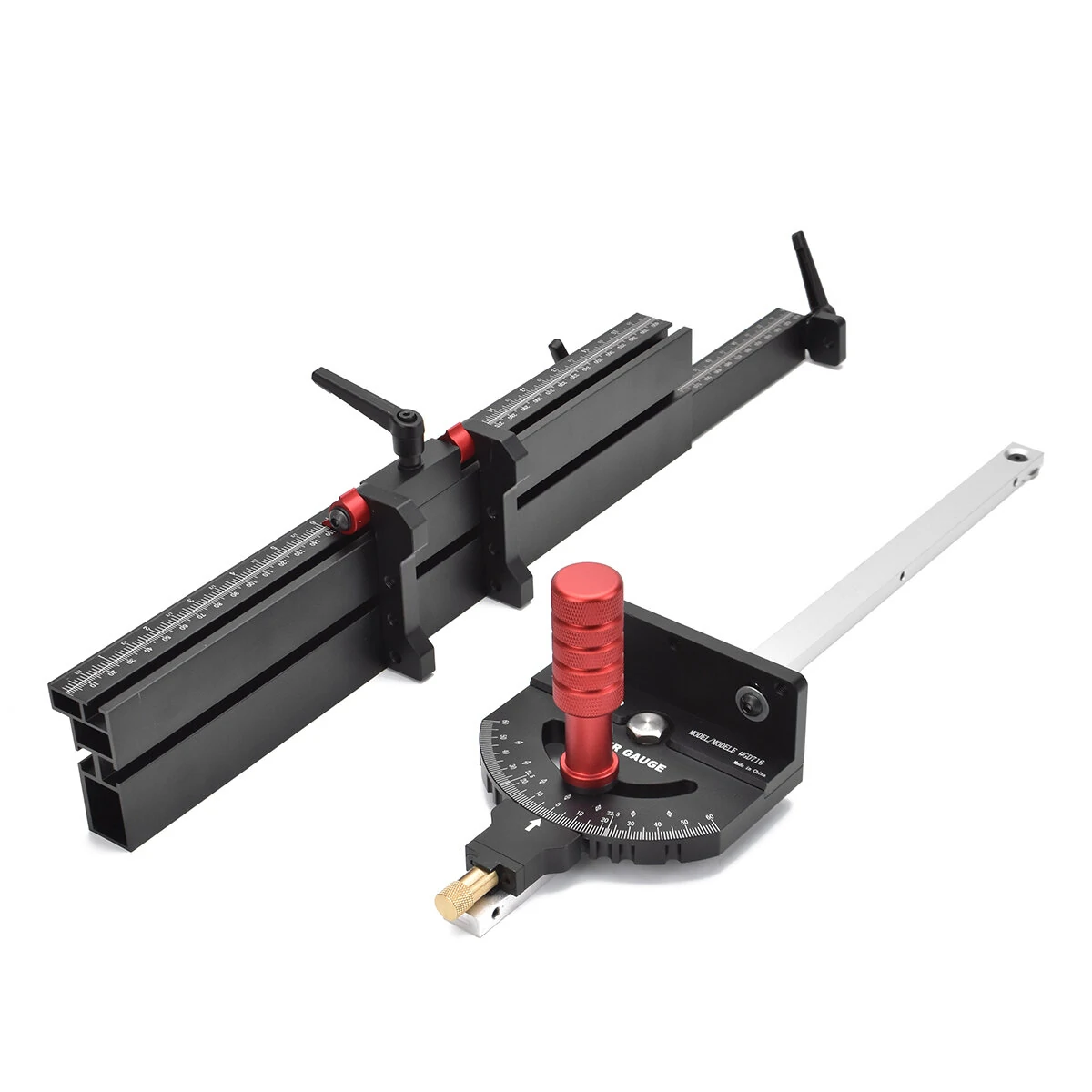 (image for) ENJOYWOOD Woodworking Miter Gauge Used With T Tracks Fence Backer DIY Table Saw Router Box Joint Jig Wood Working Tools and Accessories