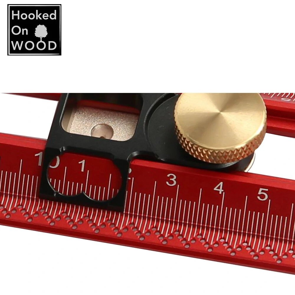 (image for) HONGDUI Hooked On Wood MT-2465 PRO Scriber Marking T Square Ruler Aluminum Alloy Hole Positioning Marking Gauge