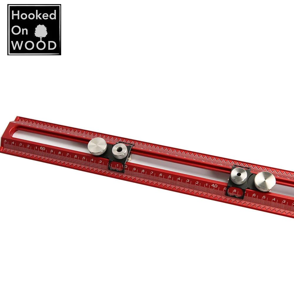 (image for) HONGDUI Hooked On Wood MT-2465 PRO Scriber Marking T Square Ruler Aluminum Alloy Hole Positioning Marking Gauge