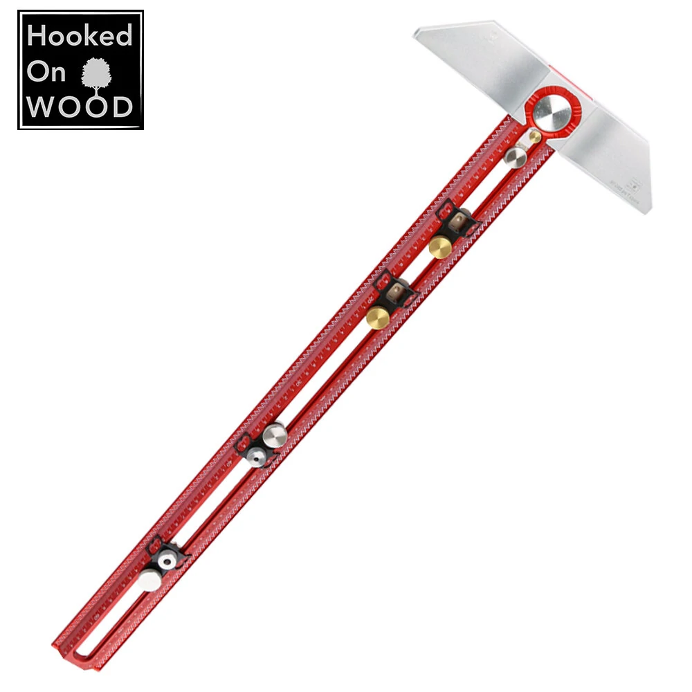(image for) HONGDUI Hooked On Wood MT-2465 PRO Scriber Marking T Square Ruler Aluminum Alloy Hole Positioning Marking Gauge