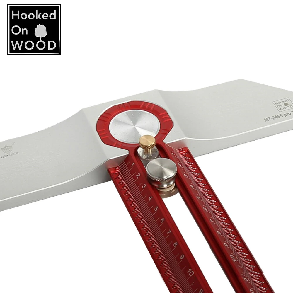 (image for) HONGDUI Hooked On Wood MT-2465 PRO Scriber Marking T Square Ruler Aluminum Alloy Hole Positioning Marking Gauge