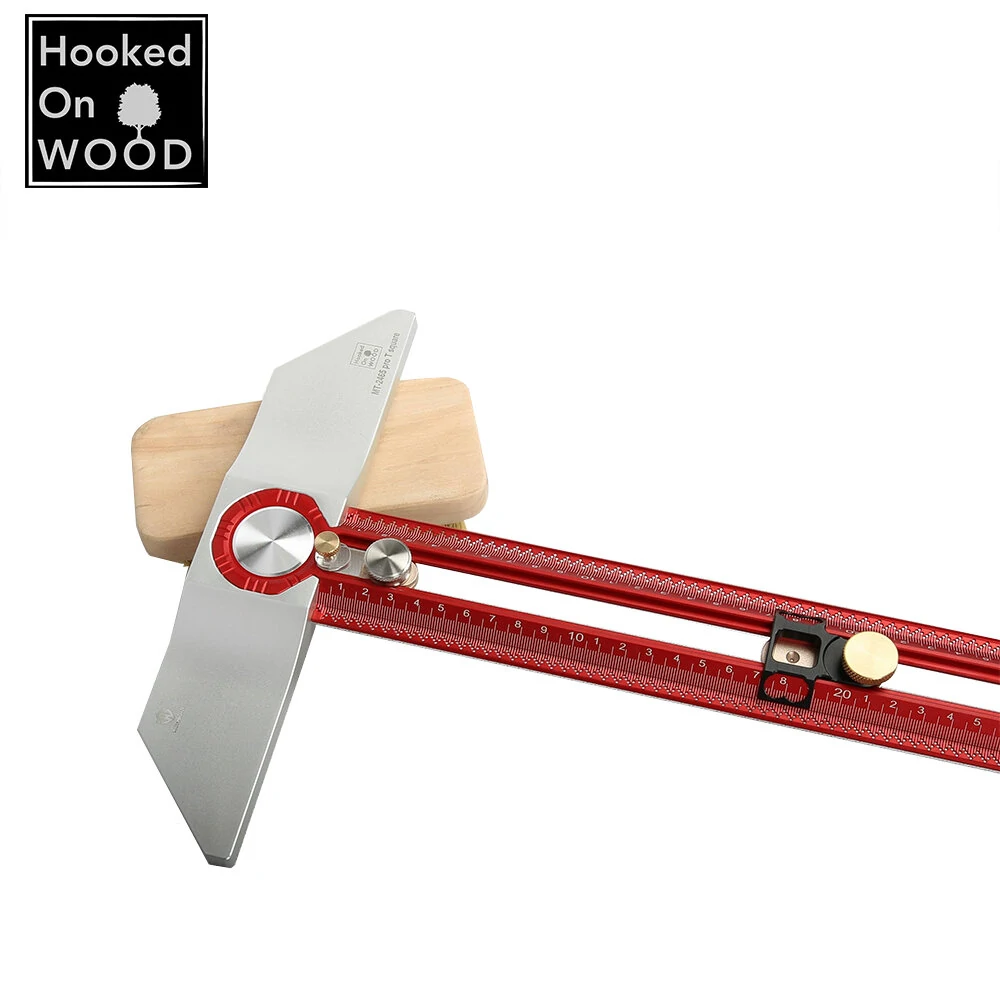 (image for) HONGDUI Hooked On Wood MT-2465 PRO Scriber Marking T Square Ruler Aluminum Alloy Hole Positioning Marking Gauge