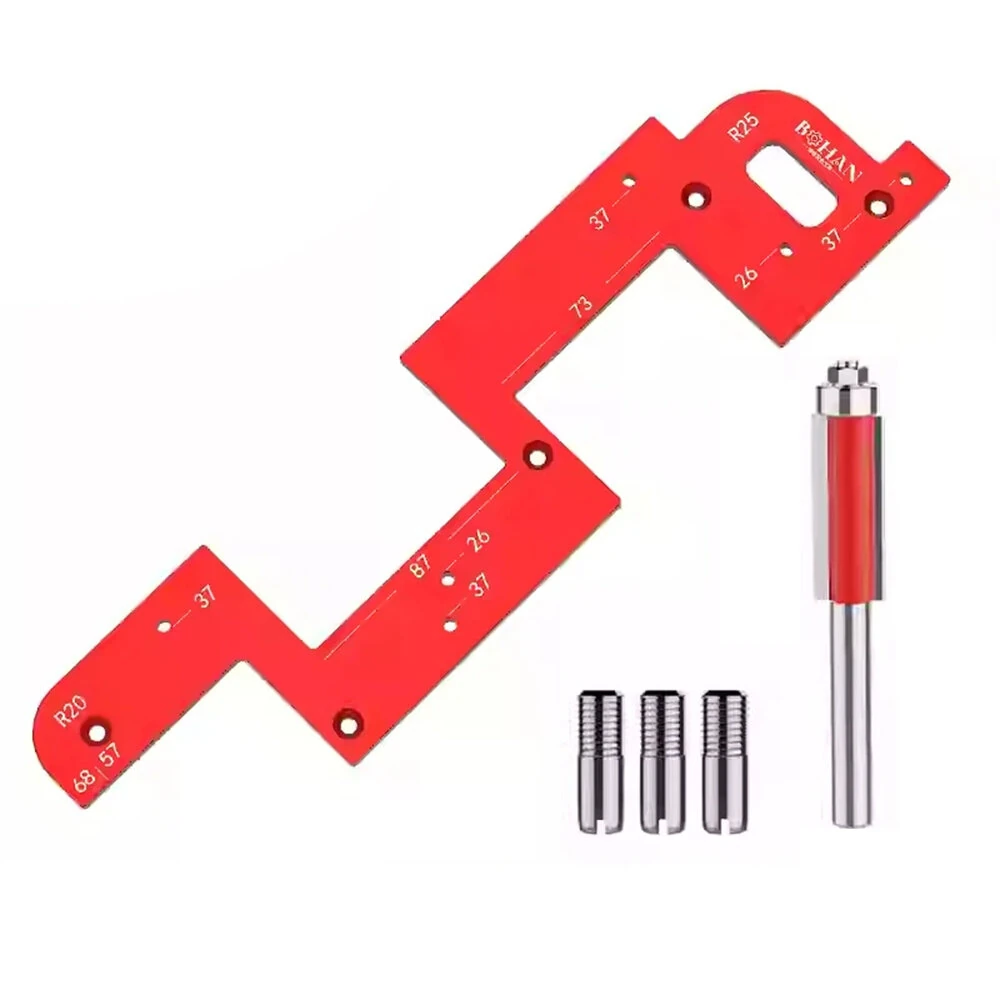 (image for) Invisible Embedded Handle Slotting Template Aluminum Alloy Precise Slot Positioning Wardrobe Kitchen Cabinet Door Positioning Tool High-Quality Design Easy to Use