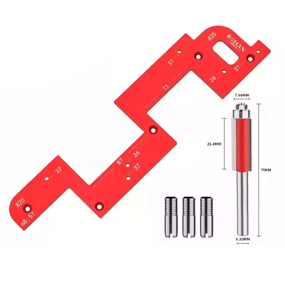 (image for) Invisible Embedded Handle Slotting Template Aluminum Alloy Precise Slot Positioning Wardrobe Kitchen Cabinet Door Positioning Tool High-Quality Design Easy to Use