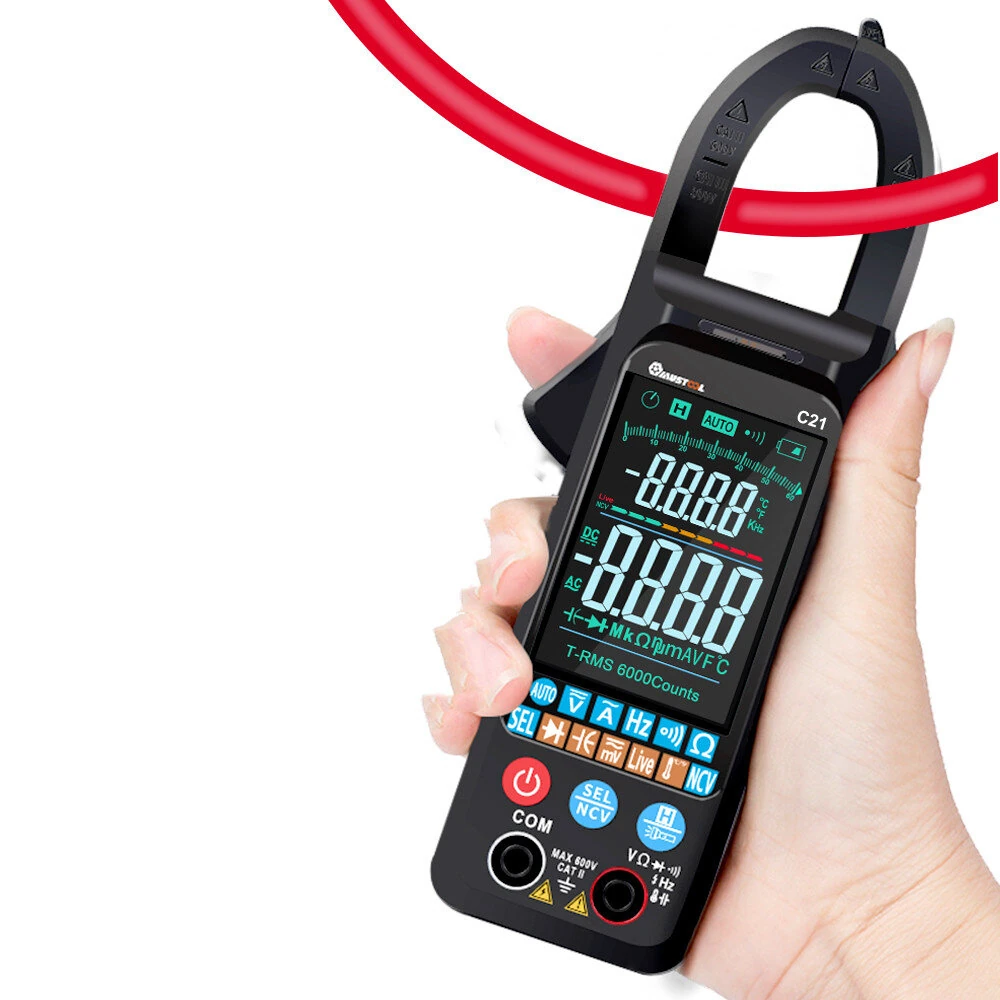(image for) MUSTOOL C21 AC/DC Current Voltage Digital Clamp Meter Large Color Screen NCV 6000 Counts True RMS Automatic Measurement Smart Digital Multimeter