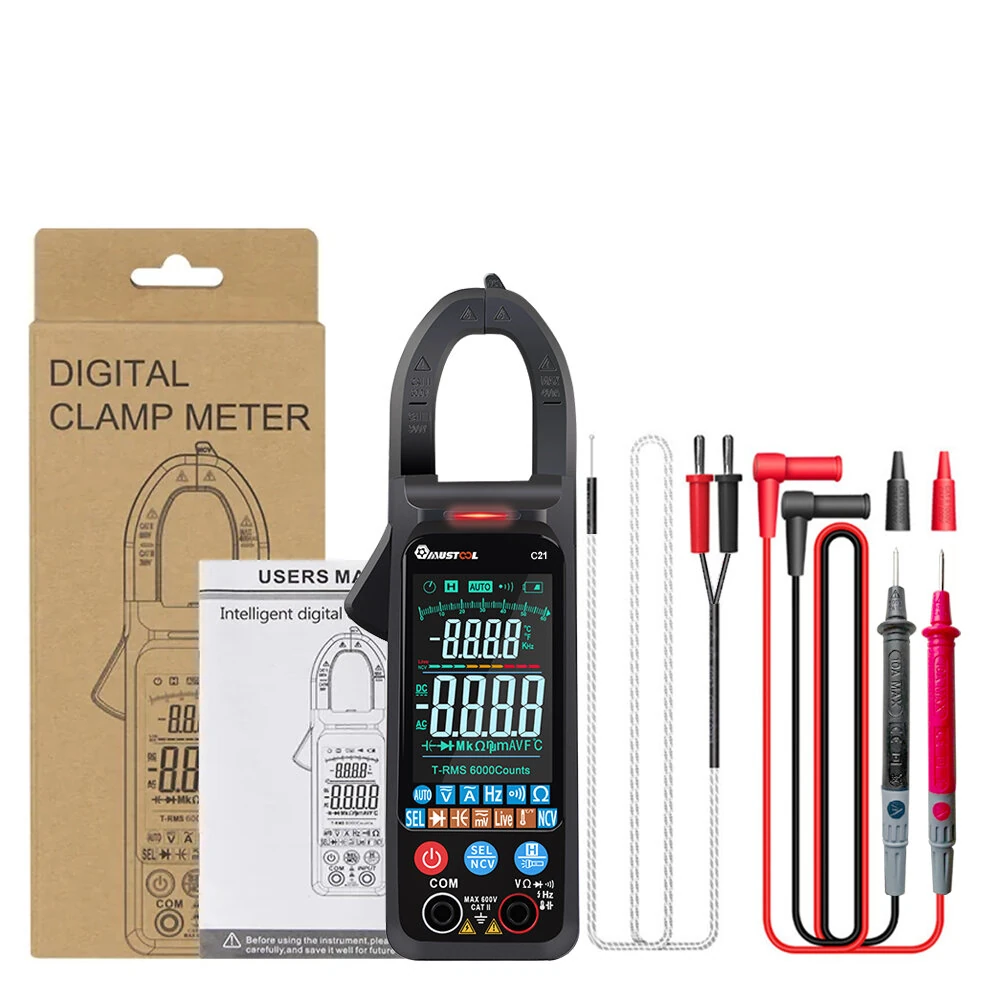 (image for) MUSTOOL C21 AC/DC Current Voltage Digital Clamp Meter Large Color Screen NCV 6000 Counts True RMS Automatic Measurement Smart Digital Multimeter