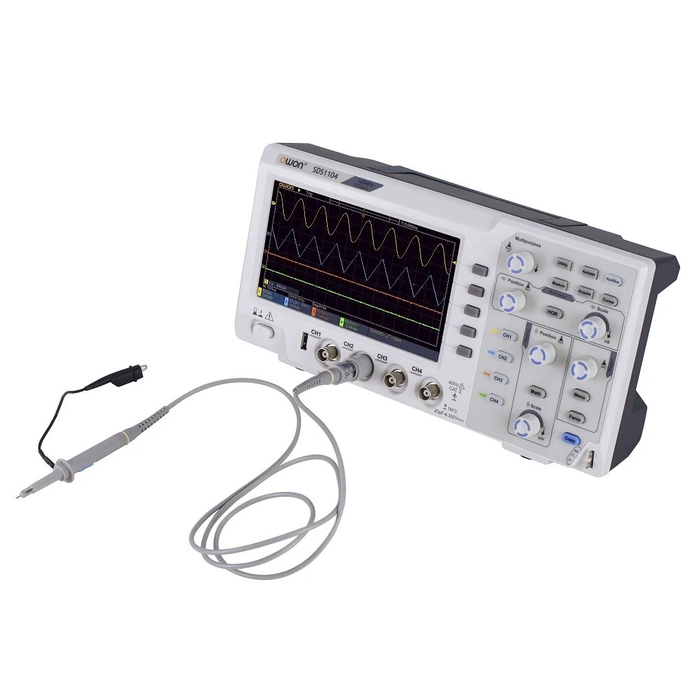 (image for) OWON SDS1104 Oscilloscope 100MHz Bandwidth 4-Channels 1GS/s Sample Rate 7 Inch High Resolution LCD for Electronic Circuit Debugging and Testing
