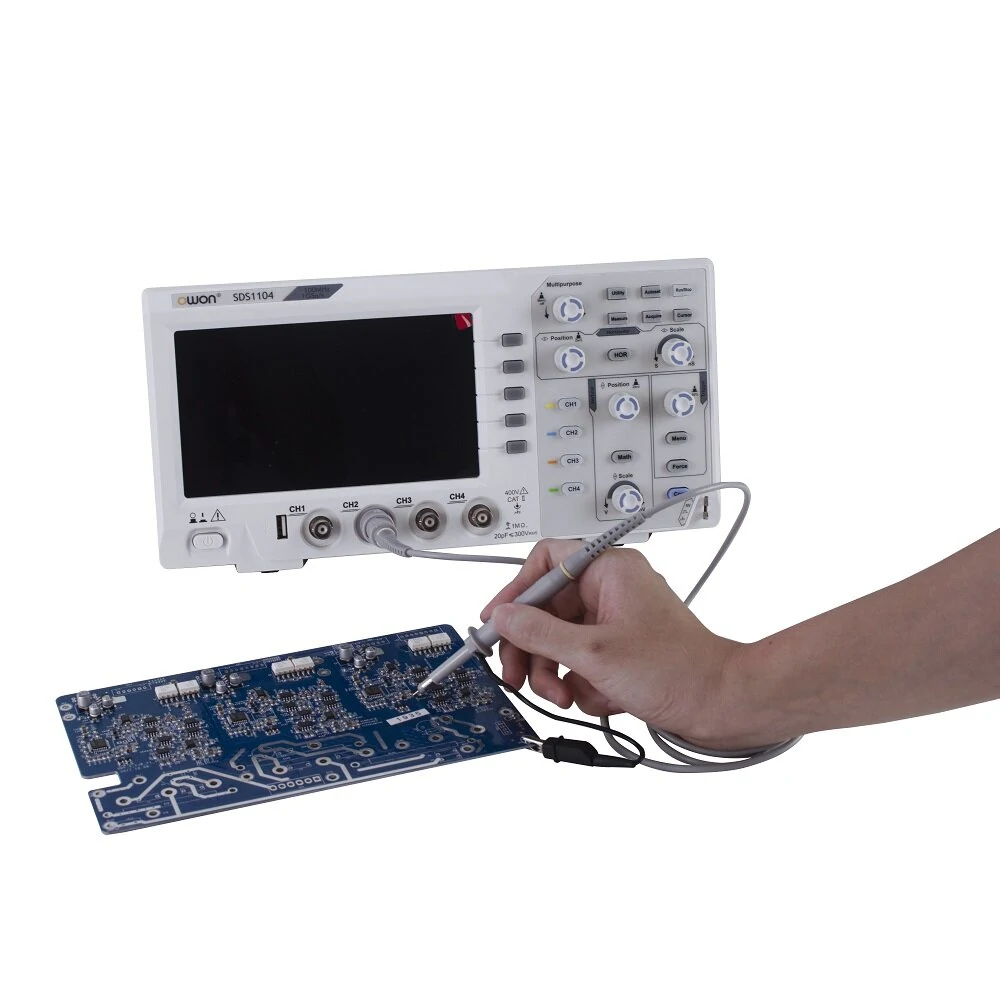 (image for) OWON SDS1104 Oscilloscope 100MHz Bandwidth 4-Channels 1GS/s Sample Rate 7 Inch High Resolution LCD for Electronic Circuit Debugging and Testing