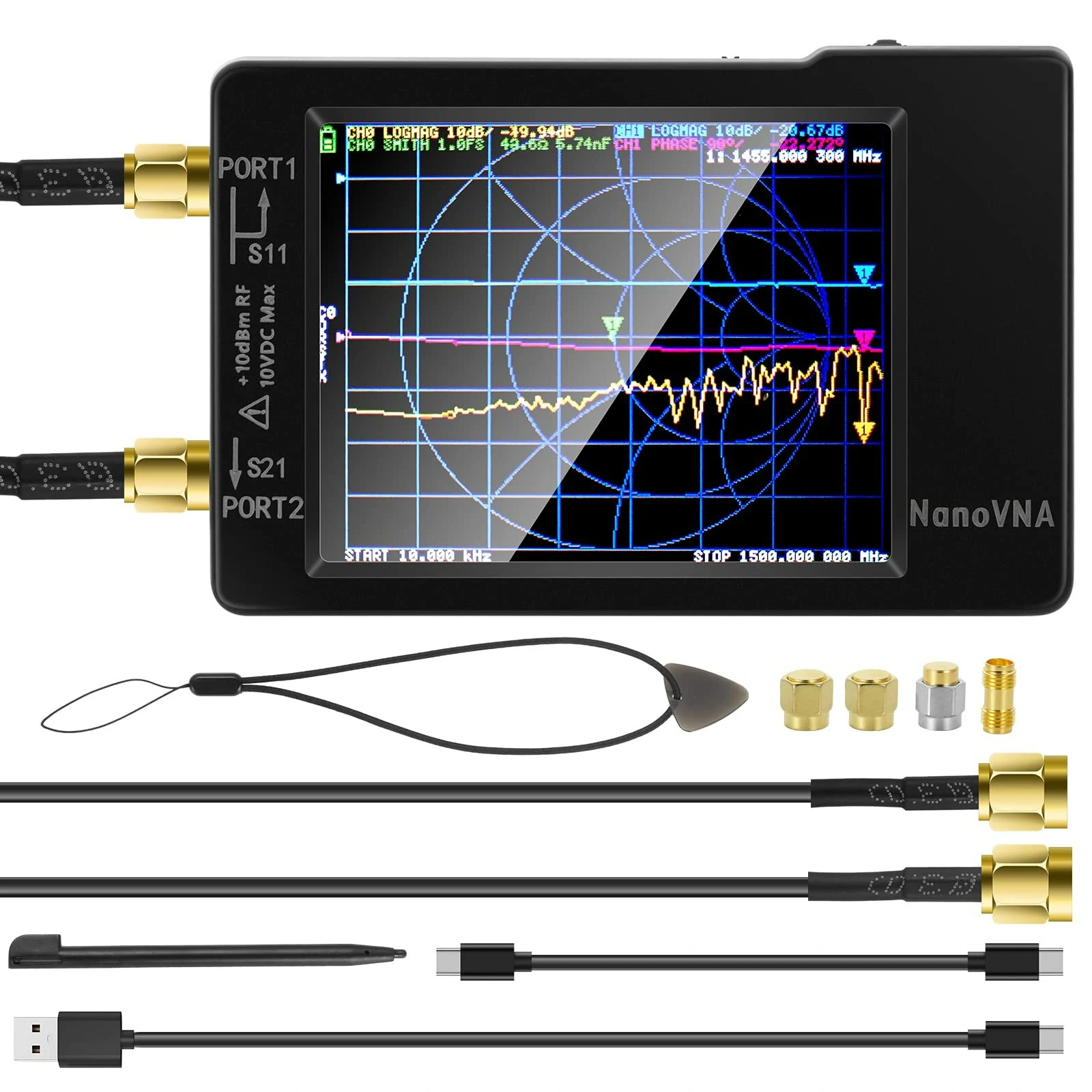 (image for) Original Hugen Version 2.8 Inch NanoVNA-H Vector Network Antenna Analyzer 10KHz-1.5GHz MF HF VHF UHF With SD Card Slot V3.6 Version spectrum analyzer