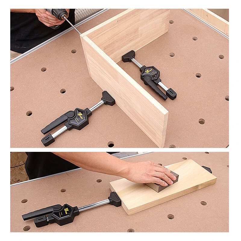 (image for) Wnew 2PCS/4PCS MFT Table Clamps Bench Dog Clamps Quick Ratchet Release Speed Squeeze Woodworking Clamp for Workbench 20mm Dog Hole