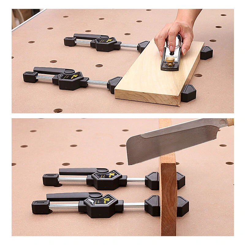 (image for) Wnew 2PCS/4PCS MFT Table Clamps Bench Dog Clamps Quick Ratchet Release Speed Squeeze Woodworking Clamp for Workbench 20mm Dog Hole